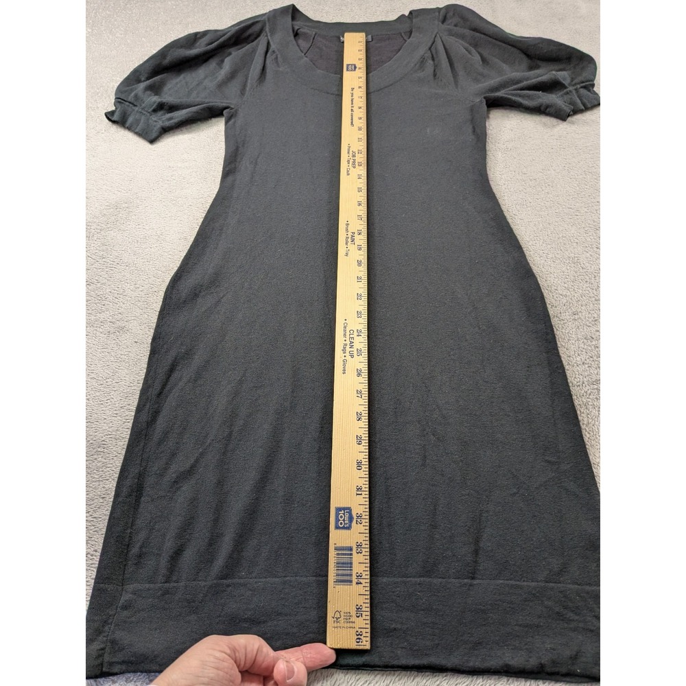 Banana Republic Silk Cotton Cashmere Puff Sleeve Sweater Dress Black Sm 606625 - Picture 7 of 12